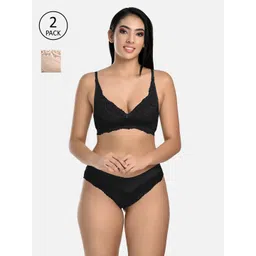 StyFun Women Pack Of 2 Self Design Lace Lingerie Set-picture-36