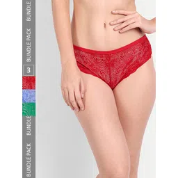 StyFun Women Pack Of 3 Self-Design Lace Bikini Briefs-picture-11