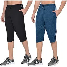 stylcozy Men's Regular Fit Cotton Three Quarter Capri, Printed Running Shorts, Casual Lounge Sleep Shorts Pack of 2-picture-28