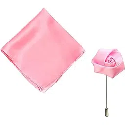 style along Baby Pink Premium Mens Solid Micro Fiber Silk Satin Pocket Square Wedding Handkerchiefs Along With Handmade Polyester Baby Pink Rosebud Lapel Men Brooch Boutonniere Tuxedo Pin- Pack of 2-picture-54