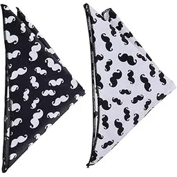 style along Mustache Printed Pocket Squares For Men (Black And White, Free Size)- Pack of 2-picture-42