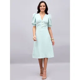 STYLE BLUSH Puff Sleeves A-Line Dress-picture-28