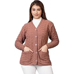 style dusk Women Woolen V Neck Casual Wear Stylish Cardigan Sweaters for Winter with Front Pockets-picture-20