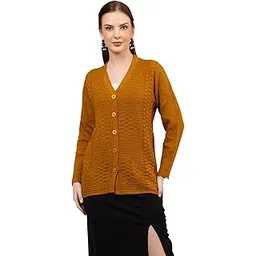 style dusk Women’s Button-Down Knit Cardigan | V-Neck Long Sleeve Winter Sweater with Textured Pattern | Soft & Warm Layering Top for Casual and Office Wear-picture-12