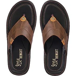 style height Men's Leather Thong Sandals Casual Comfort Slippers with Metal Accents-picture-20