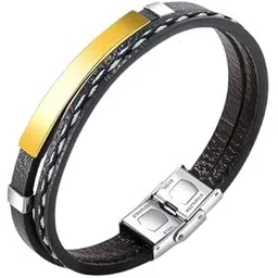 style kraft-jewellery STYLE KRAFT Leather Bracelet For Men Stainless Steel Gold Multi-Layer Braided Leather Bracelet Gold Bracelets For Men Boys Love Gifts Mens Jewellery-picture-24