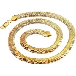 style kraft-jewellery STYLE KRAFT Mens Jewellery Snake Design Flat Necklace Gold Brass Chain For Women Womens Fashion Jewellery Chain Necklace for Mens Golden Snake Chain Birthday Gift Velentine Gift-picture-10