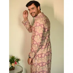 Style Matters Men Ethnic Motifs Printed Pastels Anarkali Kurta image 5
