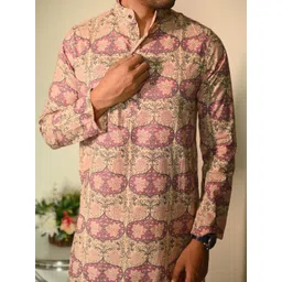 Style Matters Men Ethnic Motifs Printed Pastels Anarkali Kurta image 4