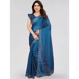 STYLE MODA Embellished Embroidered Poly Chiffon Saree-picture-30