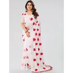 STYLE MODA Embellished Embroidered Poly Chiffon Saree-image-41