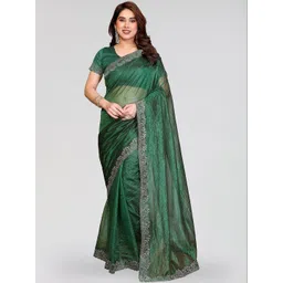 STYLE MODA Embellished Sequinned Net Heavy Work Saree image 1