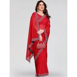 STYLE MODA Embellished Sequinned Net Heavy Work Saree image 3