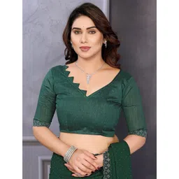 STYLE MODA Embellished Sequinned Poly Georgette Heavy Work Saree image 2