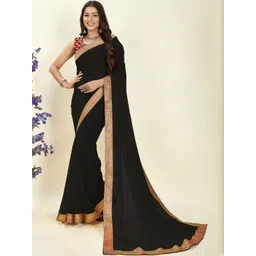 STYLE MODA Embellished Zari Poly Chiffon Saree-picture-34