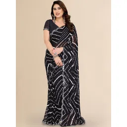 STYLE MODA Leheriya Sequinned Poly Georgette Designer Saree-picture-26