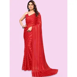 STYLE MODA Striped Satin Heavy Work Saree-image-33
