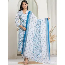 STYLE OF AYANA Women Floral Printed Regular Pure Cotton Kurta with Trousers & With Dupatta-picture-43