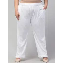 style prezone Women Regular Fit White Wool Trousers-picture-15