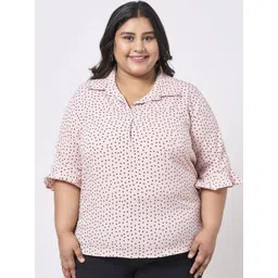 Style Quotient Plus Polka Dot Print Flared Sleeve Crepe Top-picture-16