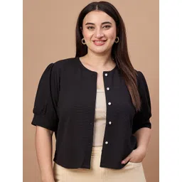 Style Quotient Plus Size Women Puff Sleeve Solid Top-picture-17