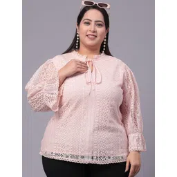 Style Quotient Plus Tie-Up Neck Bell Sleeve Ruffles Cotton Top-picture-34