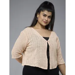 Style Quotient Plus Women Self Design V-Neck Cotton Shrug-picture-26