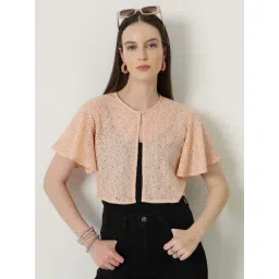 Style Quotient Beige Self Pattern Shrug-picture-41