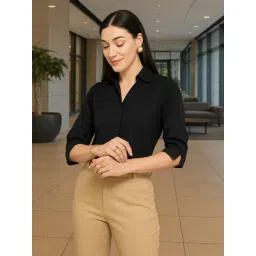 Style Quotient Black Blended Solid Shirt-picture-21