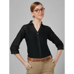Style Quotient Black Cotton Self Design Shirt-picture-15