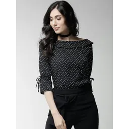 Style Quotient Black Polka Dot Print Top-image-18
