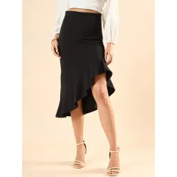 Style Quotient Black Polyester Flaired Fit Skirt-picture-21