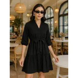 Style Quotient Black Polyester Solid Mini Dress-picture-17