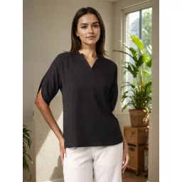 Style Quotient Black Solid Short Sleeves Top-picture-29