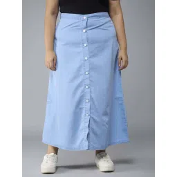 Style Quotient Blue Cotton Regular Fit Plus Size Skirt-picture-31