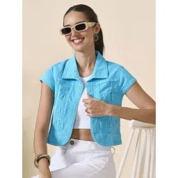 Style Quotient Blue Cotton Regular Fit Shrug-picture-29