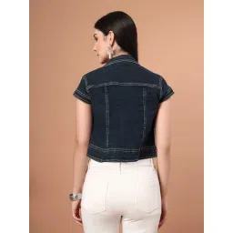 Style Quotient Blue Cotton Solid Regular Fit Shrug image 2