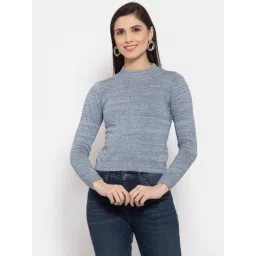 Style Quotient Blue Self Design Sweater-picture-26