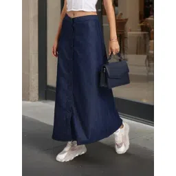 Style Quotient Blue Solid Denim Skirts-picture-33