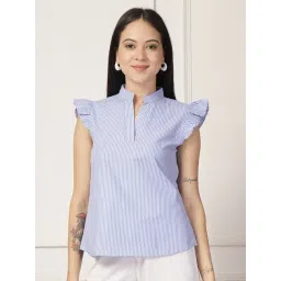 Style Quotient Blue Striped Sleeveless Top-picture-16
