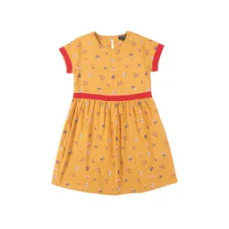 Style Quotient Girls Mustard Yellow Printed Fit and Flare Dress-picture-35