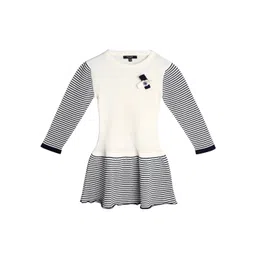 Style Quotient Girls Off-White & Black Striped Sheath Dress-picture-27