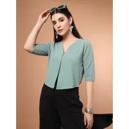 Style Quotient Green Polyester Solid Regular Fit Shrug-picture-11