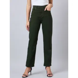 Style Quotient Green Straight Fit Stretchable High Rise Jeans-picture-29