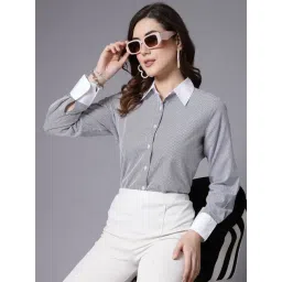 Style Quotient Grey & White Cotton Striped Shirt-picture-33