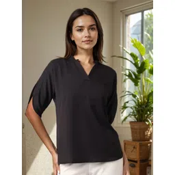 Style Quotient Mandarin Collar Slit Sleeve Top-picture-23