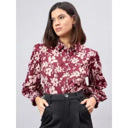 Style Quotient Maroon Polyester Regular Fit Floral Formal Shirt-picture-34