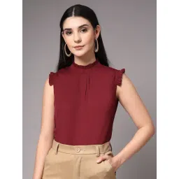 Style Quotient Maroon Polyester Solid Regular Fit Top-picture-38