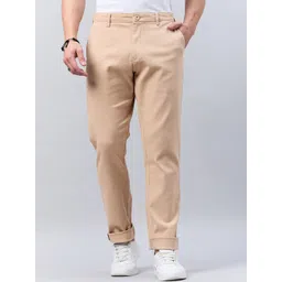 Style Quotient Men Beige Smart Slim Fit Mid-Rise Cotton Stretchable Chinos Trousers-picture-39