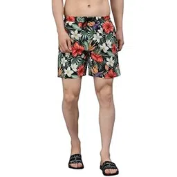 style quotient Men Black Floral Printed Swim Shorts-picture-31